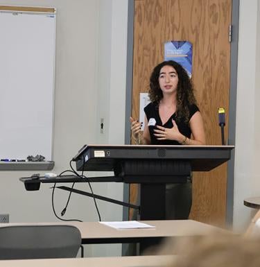 FHC student during her presentation